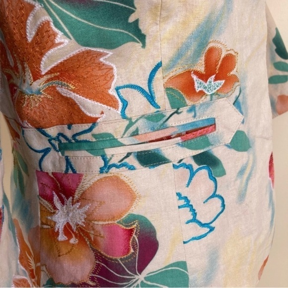 Coldwater Creek Colorful Floral Embroidered Linen Blend Boho Blazer Jacket Sz 8P - Picture 10 of 16